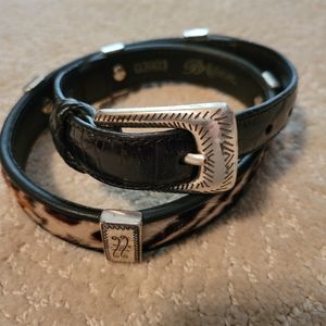 Brighton XS 26 Leopard Zebra Black Leather Belt